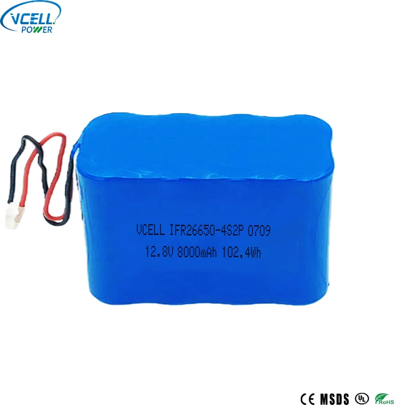 12,8V 8000mAh 26650 LiFePO4 genopladeligt batteri