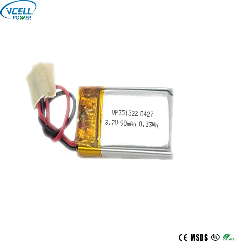 351322 3,7V 90mAh genopladeligt LiPO-batteri